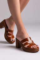 Mules δερμάτινα με ανοίγματα Estil - Ταμπά - thefashionproject.gr - Estil
