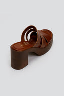 Mules δερμάτινα με ανοίγματα Estil - Ταμπά - thefashionproject.gr - Estil
