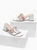 Mules δερμάτινα με διχρωμία Mariella Fabiani 2491/5 - Λευκό/Nude - thefashionproject.gr - Mariella Fabiani