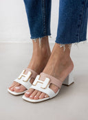 Mules δερμάτινα με διχρωμία Mariella Fabiani 2491/5 - Λευκό/Nude - thefashionproject.gr - Mariella Fabiani