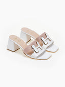Mules δερμάτινα με διχρωμία Mariella Fabiani 2491/5 - Λευκό/Nude - thefashionproject.gr - Mariella Fabiani