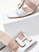 Mules δερμάτινα με διχρωμία Mariella Fabiani 2491/5 - Λευκό/Nude - thefashionproject.gr - Mariella Fabiani
