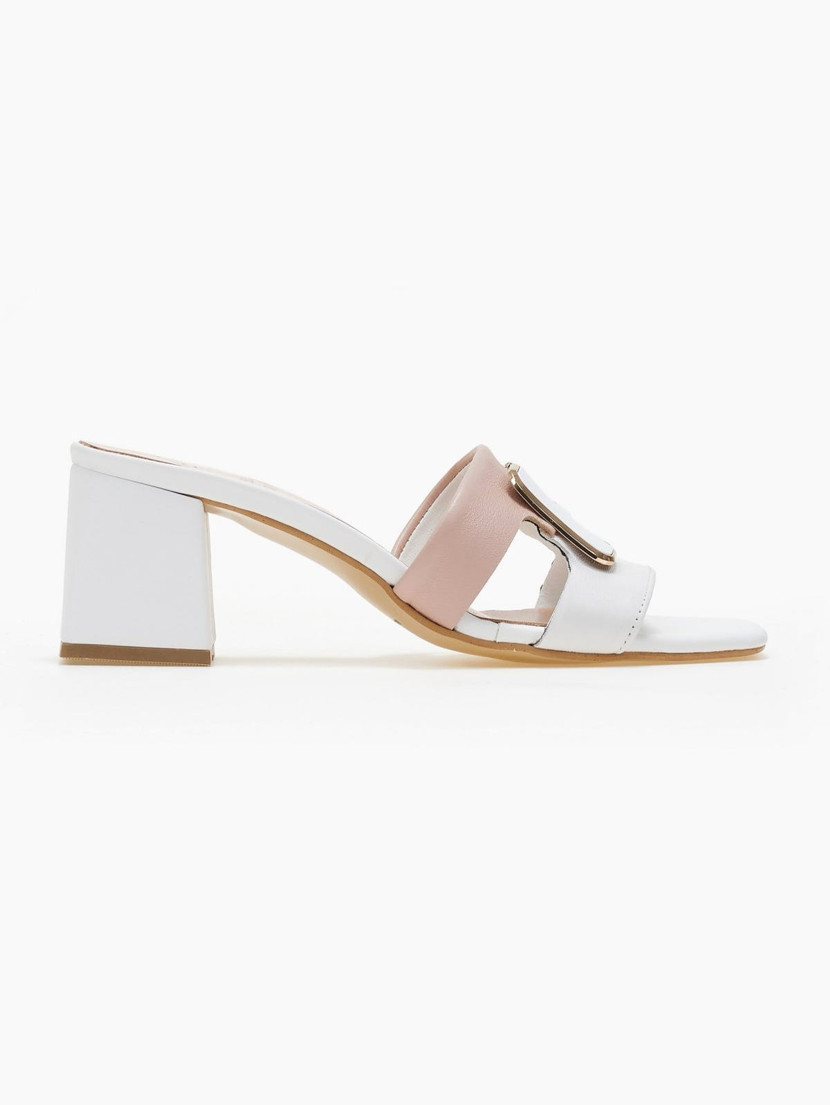 Mules δερμάτινα με διχρωμία Mariella Fabiani 2491/5 - Λευκό/Nude - thefashionproject.gr - Mariella Fabiani