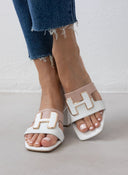 Mules δερμάτινα με διχρωμία Mariella Fabiani 2491/5 - Λευκό/Nude - thefashionproject.gr - Mariella Fabiani