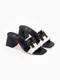 Mules δερμάτινα με διχρωμία Mariella Fabiani 2491/5 - Μαύρο - thefashionproject.gr - Mariella Fabiani