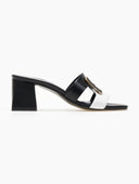 Mules δερμάτινα με διχρωμία Mariella Fabiani 2491/5 - Μαύρο - thefashionproject.gr - Mariella Fabiani
