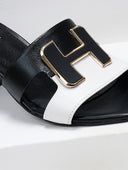 Mules δερμάτινα με διχρωμία Mariella Fabiani 2491/5 - Μαύρο - thefashionproject.gr - Mariella Fabiani