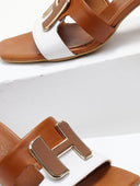 Mules δερμάτινα με διχρωμία Mariella Fabiani 2491/5 - Ταμπά - thefashionproject.gr - Mariella Fabiani