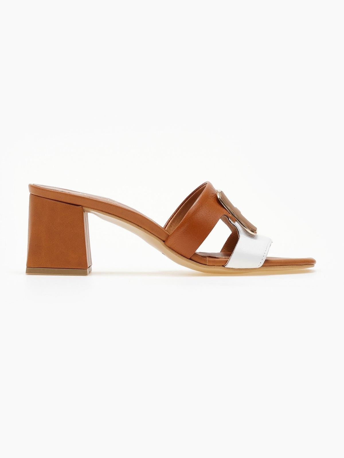 Mules δερμάτινα με διχρωμία Mariella Fabiani 2491/5 - Ταμπά - thefashionproject.gr - Mariella Fabiani