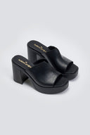Mules δερμάτινα με φαρδιά φάσα TFP - Μαύρο - thefashionproject.gr - TFP