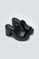 Mules δερμάτινα με φαρδιά φάσα TFP - Μαύρο - thefashionproject.gr - TFP