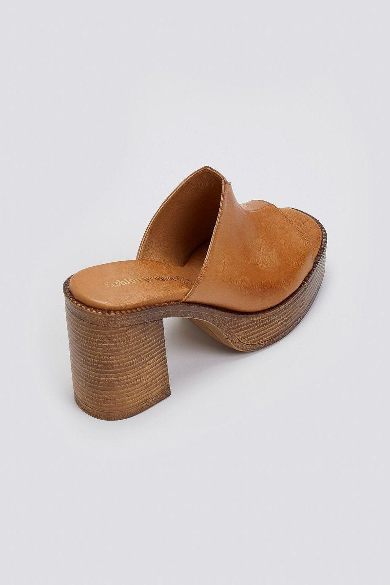 Mules δερμάτινα με φαρδιά φάσα TFP - Ταμπά - thefashionproject.gr - TFP