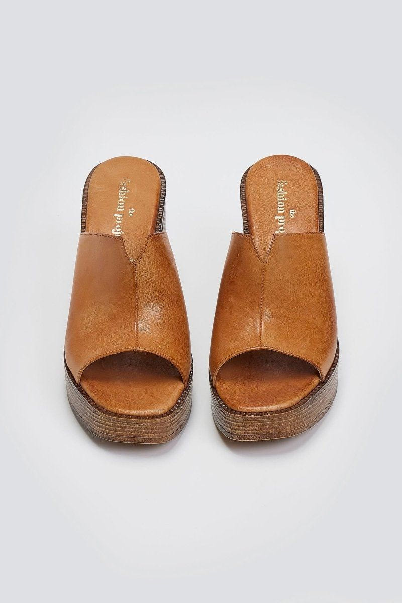 Mules δερμάτινα με φαρδιά φάσα TFP - Ταμπά - thefashionproject.gr - TFP
