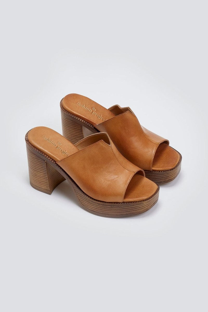 Mules δερμάτινα με φαρδιά φάσα TFP - Ταμπά - thefashionproject.gr - TFP