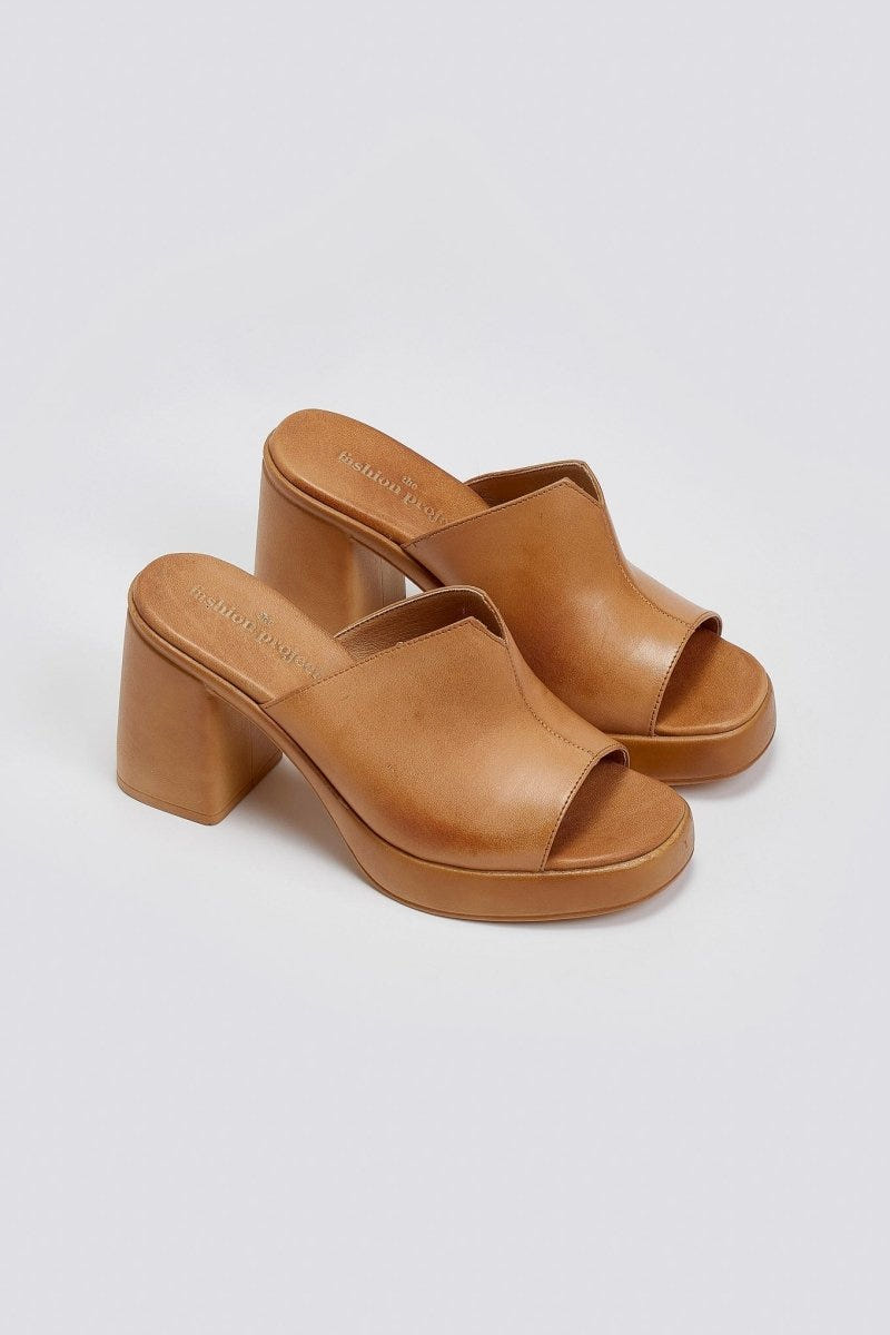 Mules δερμάτινα με φαρδιά φάσα TFP - Ταμπά - thefashionproject.gr - TFP