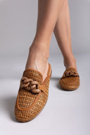 Mules δερμάτινα με ψάθα CARMELA 162311 - Κάμελ - thefashionproject.gr - CARMELA