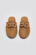 Mules δερμάτινα με ψάθα CARMELA 162311 - Κάμελ - thefashionproject.gr - CARMELA