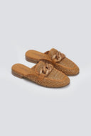 Mules δερμάτινα με ψάθα CARMELA 162311 - Κάμελ - thefashionproject.gr - CARMELA