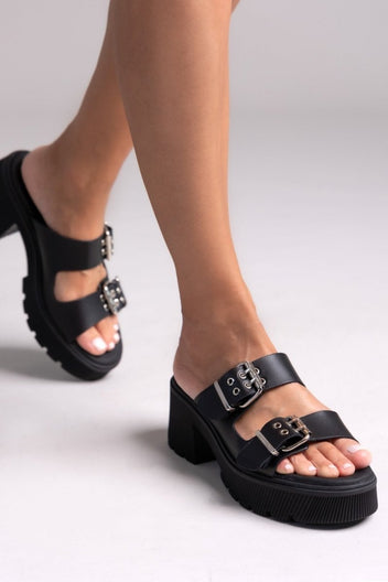 Mules δερμάτινα με τοκάδες Ragazza 01245 - Μαύρο - thefashionproject.gr - RAGAZZA