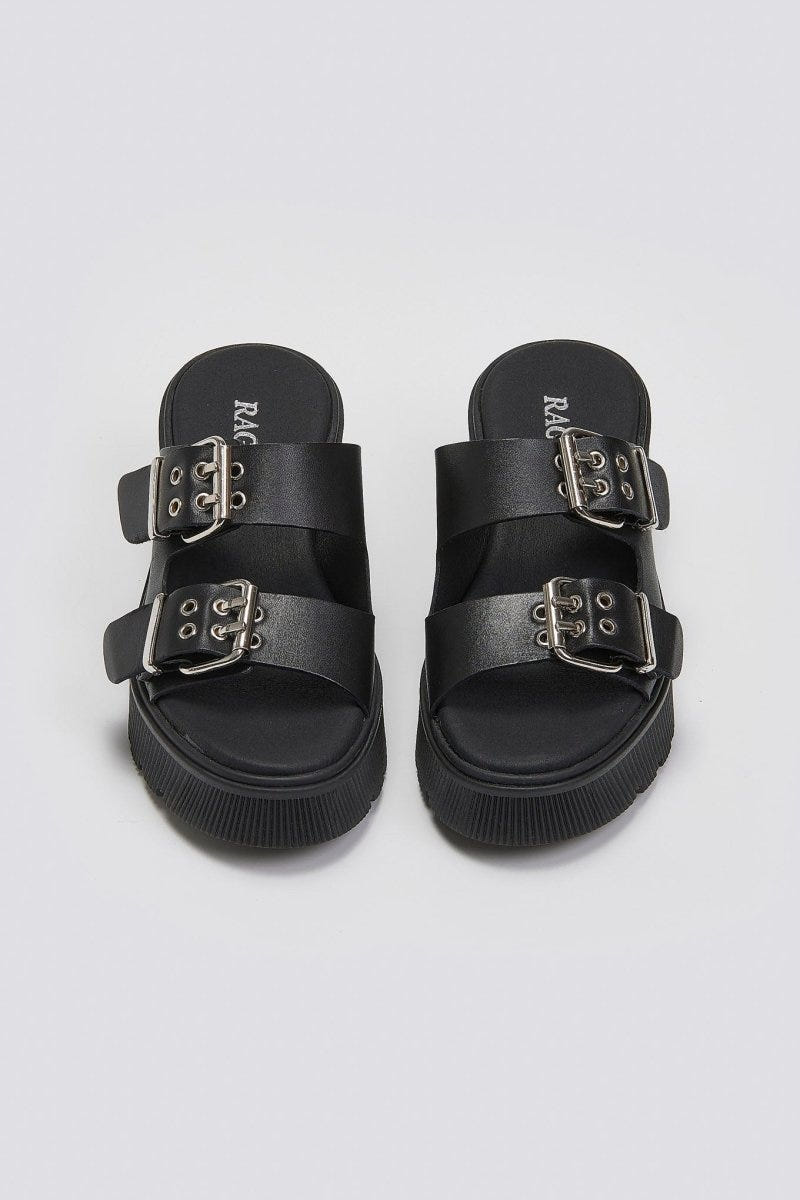 Mules δερμάτινα με τοκάδες Ragazza 01245 - Μαύρο - thefashionproject.gr - RAGAZZA