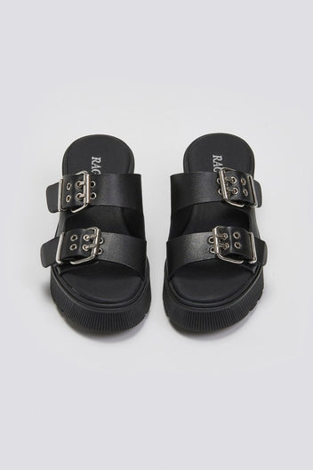 Mules δερμάτινα με τοκάδες Ragazza 01245 - Μαύρο - thefashionproject.gr - RAGAZZA