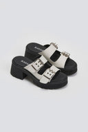 Mules δερμάτινα με τοκάδες Ragazza 01245 - Μπεζ - thefashionproject.gr - RAGAZZA