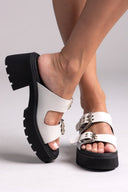 Mules δερμάτινα με τοκάδες Ragazza 01245 - Μπεζ - thefashionproject.gr - RAGAZZA