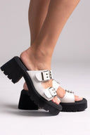 Mules δερμάτινα με τοκάδες Ragazza 01245 - Μπεζ - thefashionproject.gr - RAGAZZA