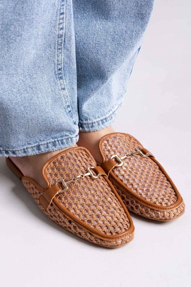 Mules φλατ με διαφάνεια ERYNN - Κάμελ - thefashionproject.gr - ERYNN