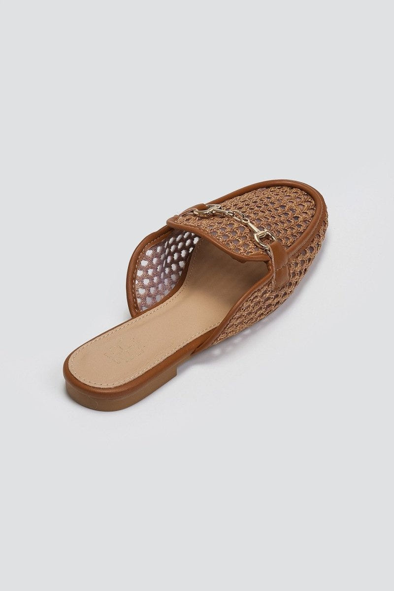 Mules φλατ με διαφάνεια ERYNN - Κάμελ - thefashionproject.gr - ERYNN