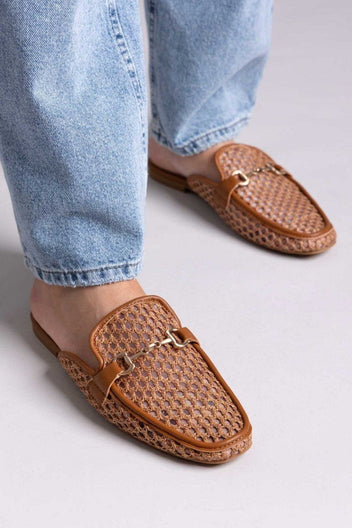 Mules φλατ με διαφάνεια ERYNN - Κάμελ - thefashionproject.gr - ERYNN