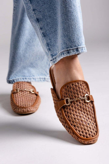 Mules φλατ με διαφάνεια ERYNN - Κάμελ - thefashionproject.gr - ERYNN