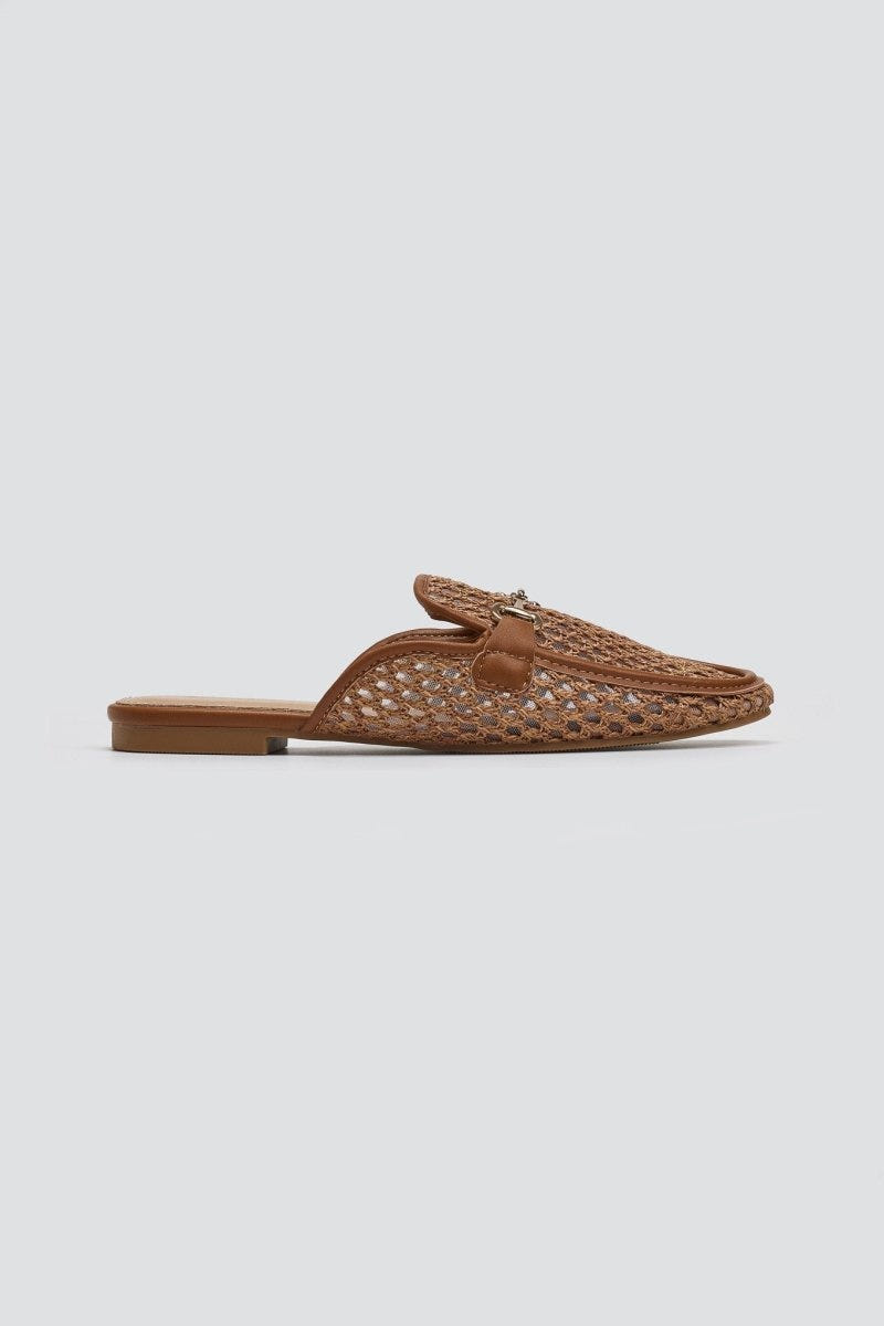 Mules φλατ με διαφάνεια ERYNN - Κάμελ - thefashionproject.gr - ERYNN
