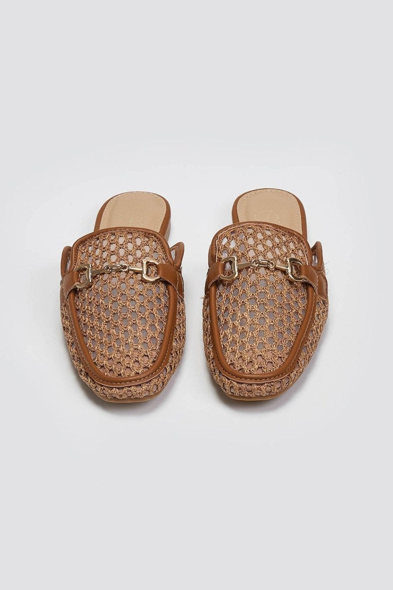 Mules φλατ με διαφάνεια ERYNN - Κάμελ - thefashionproject.gr - ERYNN