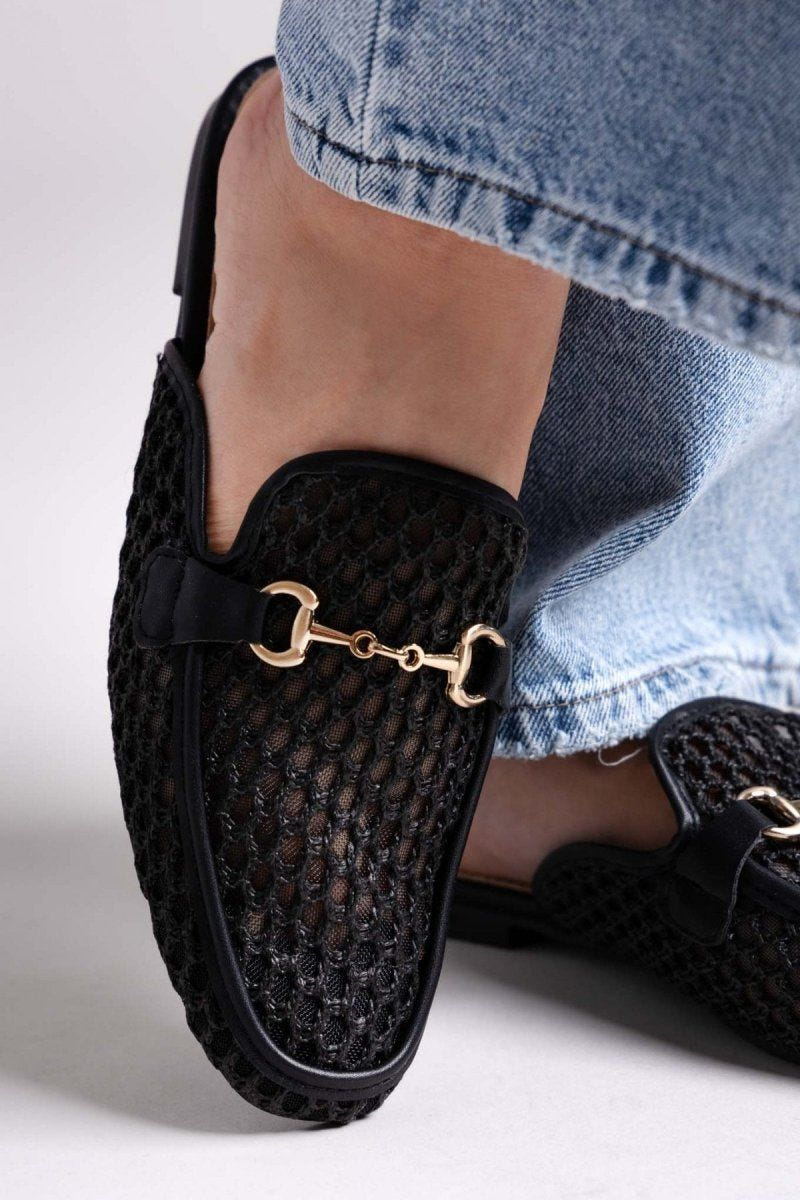 Mules φλατ με διαφάνεια ERYNN - Μαύρο - thefashionproject.gr - ERYNN