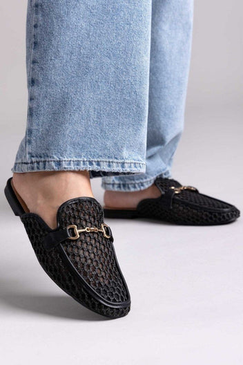 Mules φλατ με διαφάνεια ERYNN - Μαύρο - thefashionproject.gr - ERYNN