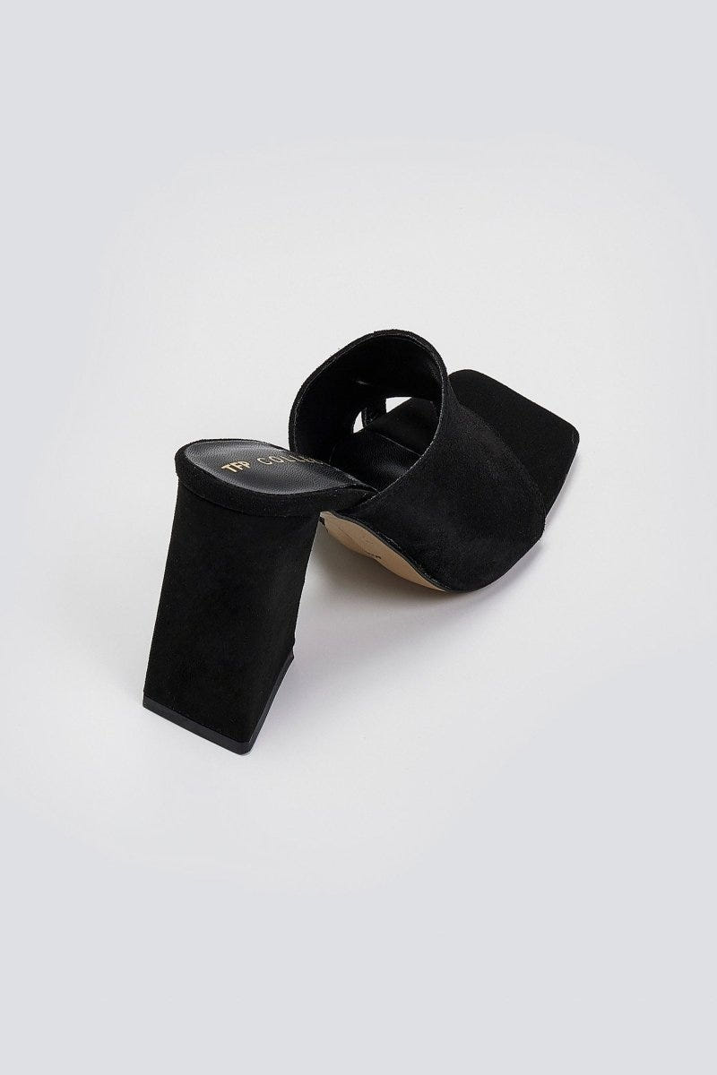 Mules καστόρινα με δάκτυλο Tfp - Μαύρο - thefashionproject.gr - TFP