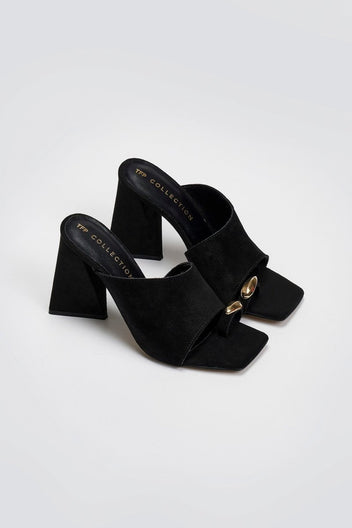 Mules καστόρινα με δάκτυλο Tfp - Μαύρο - thefashionproject.gr - TFP