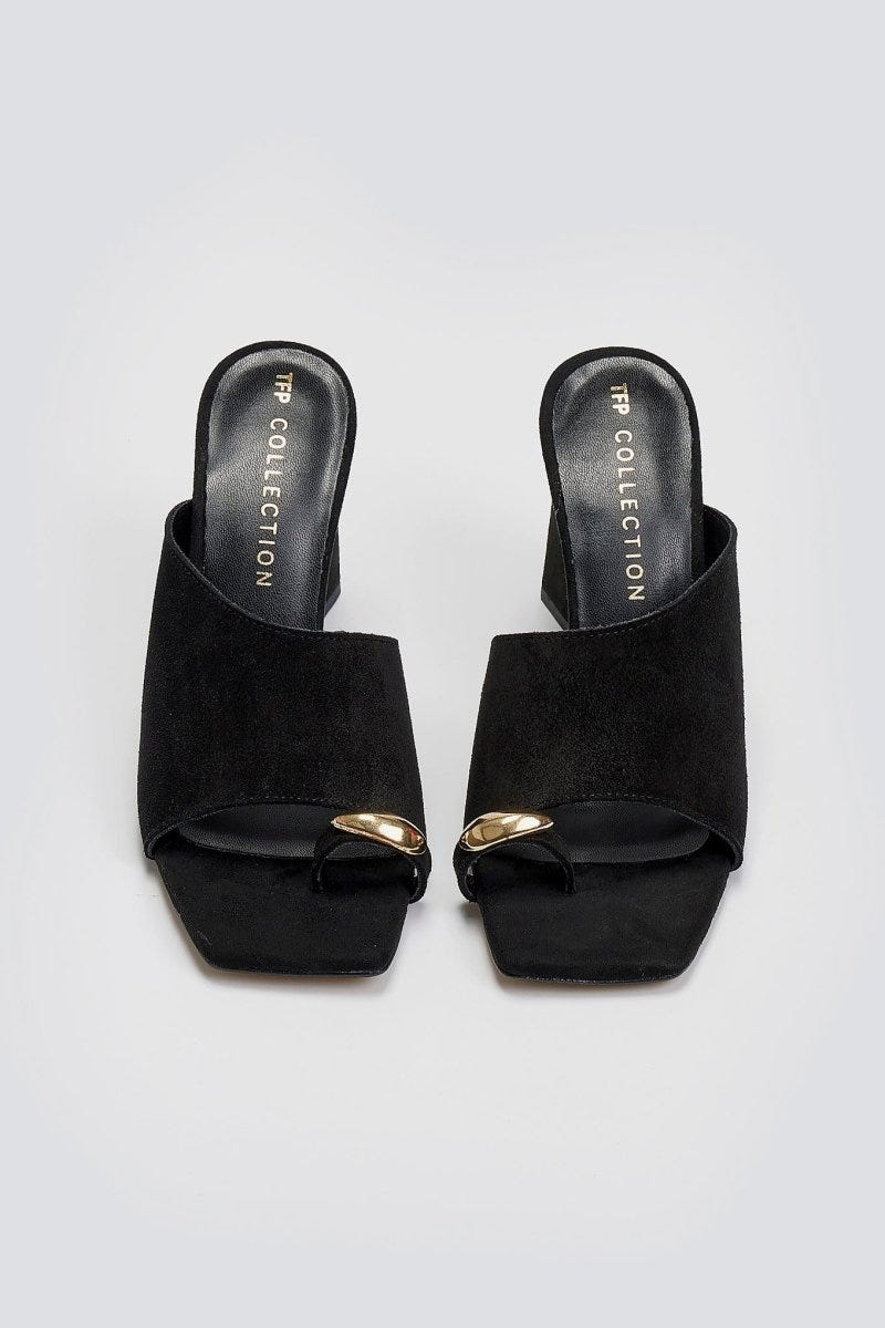 Mules καστόρινα με δάκτυλο Tfp - Μαύρο - thefashionproject.gr - TFP