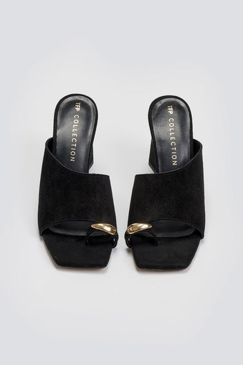 Mules καστόρινα με δάκτυλο Tfp - Μαύρο - thefashionproject.gr - TFP