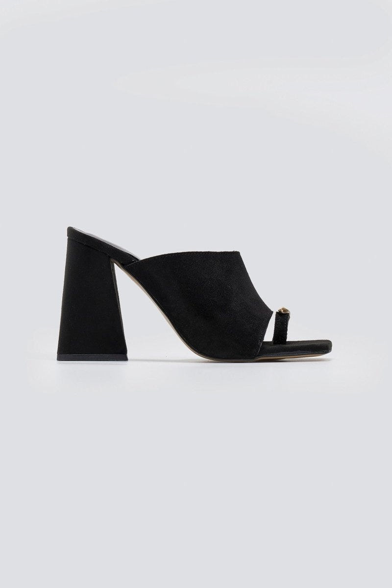 Mules καστόρινα με δάκτυλο Tfp - Μαύρο - thefashionproject.gr - TFP