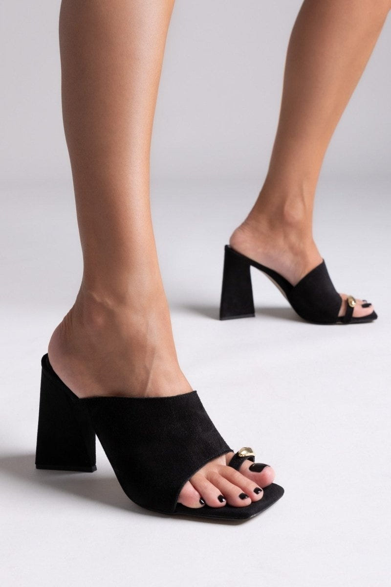 Mules καστόρινα με δάκτυλο Tfp - Μαύρο - thefashionproject.gr - TFP