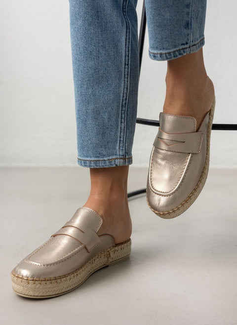 Suede Mules with Rope Sole - Sand