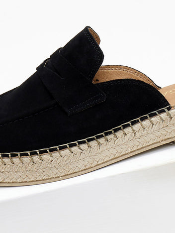 Mules καστόρινα με σχοίνινη σόλα Ragazza 0237 - Μαύρο - thefashionproject.gr - RAGAZZA