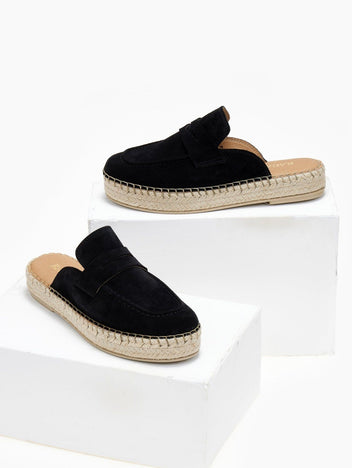 Mules καστόρινα με σχοίνινη σόλα Ragazza 0237 - Μαύρο - thefashionproject.gr - RAGAZZA
