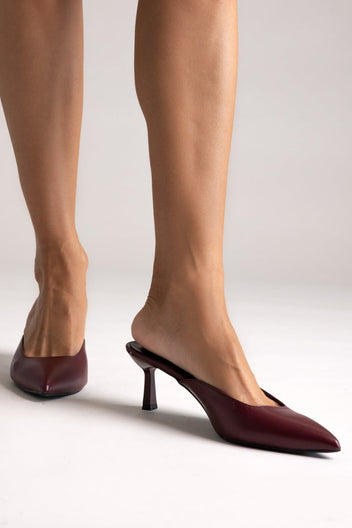 Mules Kitten Heel TFP - Bordeaux Matte - thefashionproject.gr - TFP