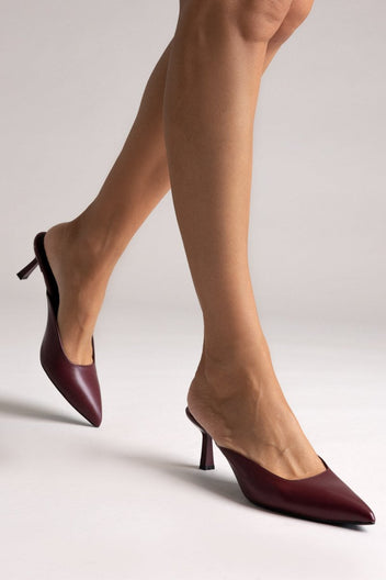 Mules Kitten Heel TFP - Bordeaux Matte - thefashionproject.gr - TFP