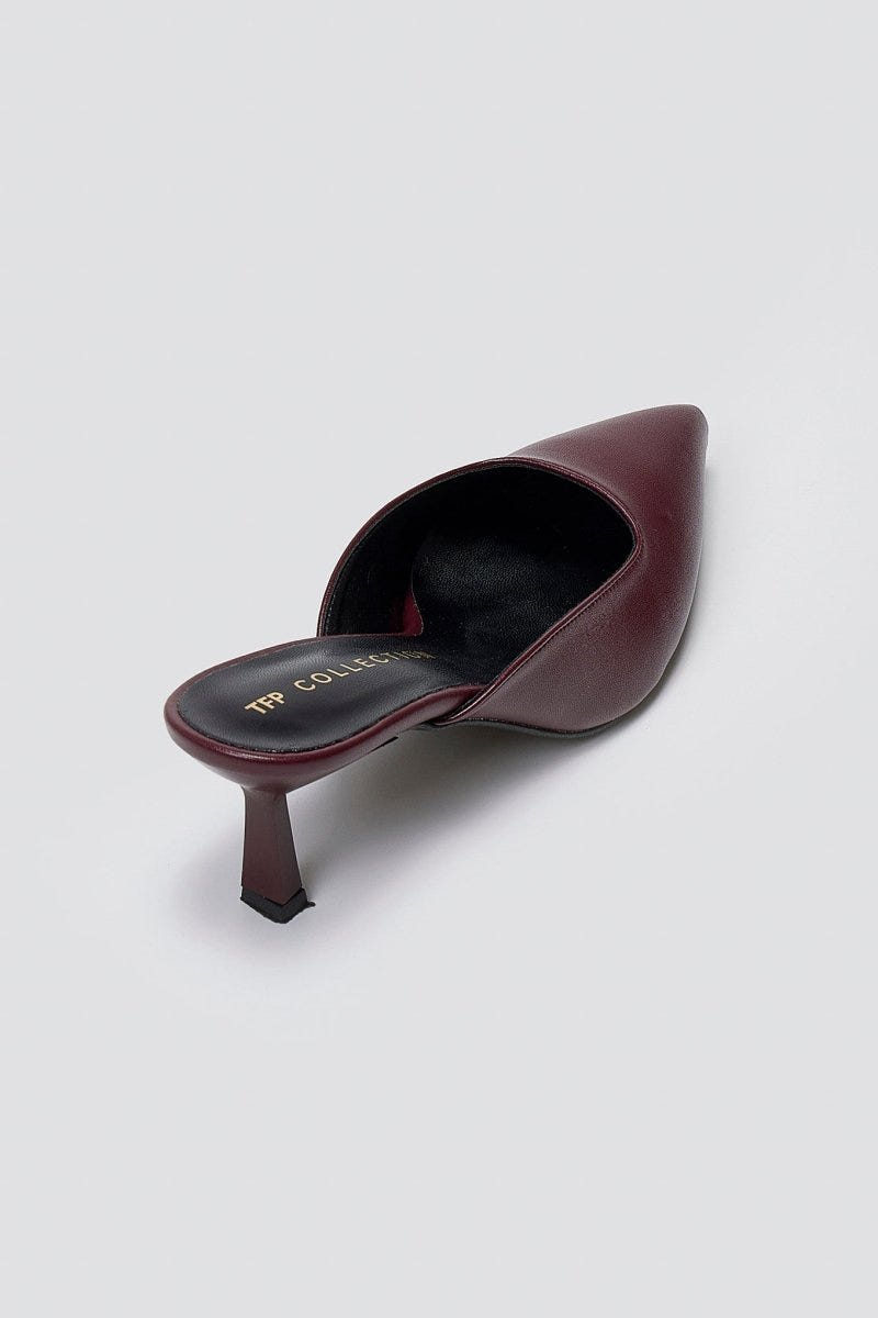Mules Kitten Heel TFP - Bordeaux Matte - thefashionproject.gr - TFP