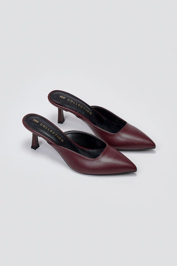 Mules Kitten Heel TFP - Bordeaux Matte - thefashionproject.gr - TFP