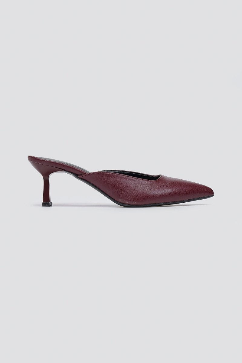Mules Kitten Heel TFP - Bordeaux Matte - thefashionproject.gr - TFP